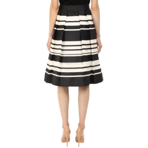 EUC Authentic Kate Spade Organza Black & White Striped Pleated Skirt - Picture 3 of 12